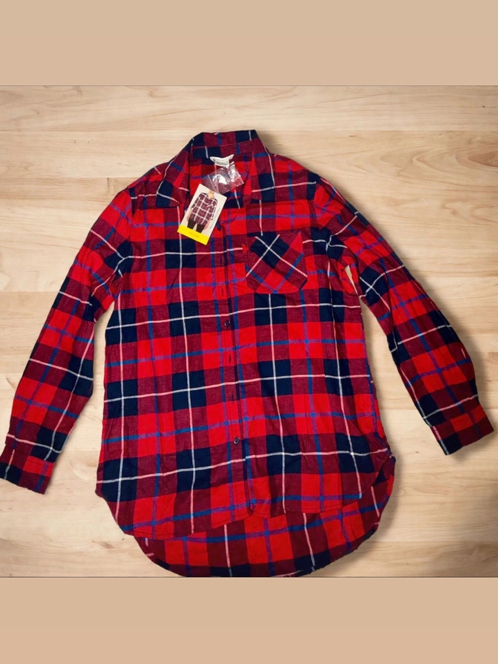 Beach lunch lounge Classic Red Plaid Button-Up Shirt - women’s